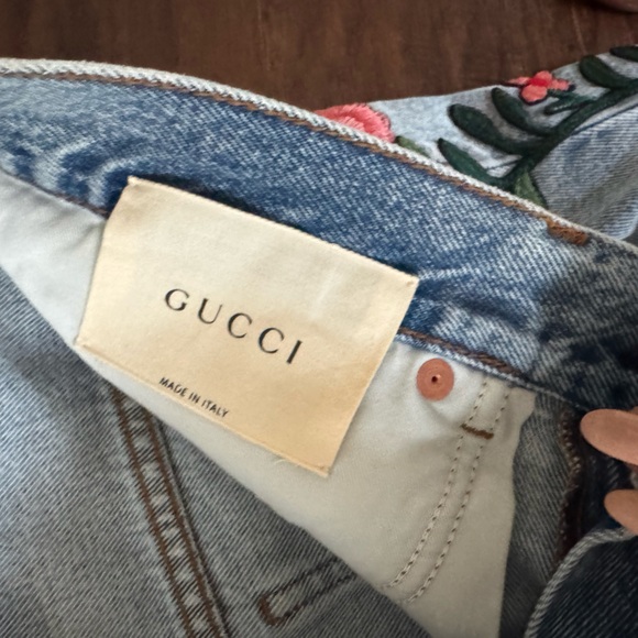 Gucci Light Blue Flare Jeans with Floral Embroidery - Picture 3 of 7